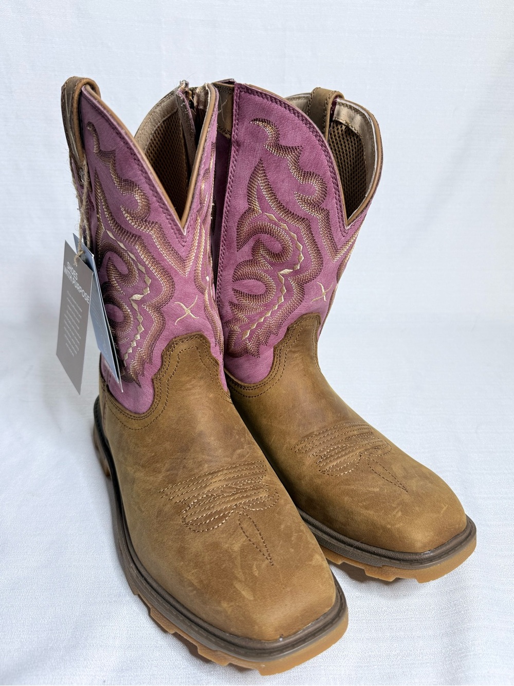 Twisted X WUL0016 Women’s 9.5 B Lightweight Western Work Boots Pink Brown NWT